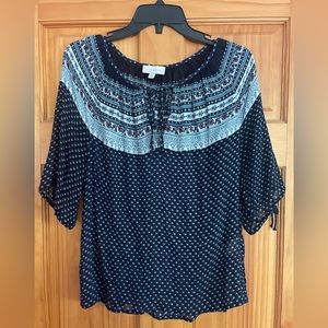 Lucky Brand Flowy Blue Print Top